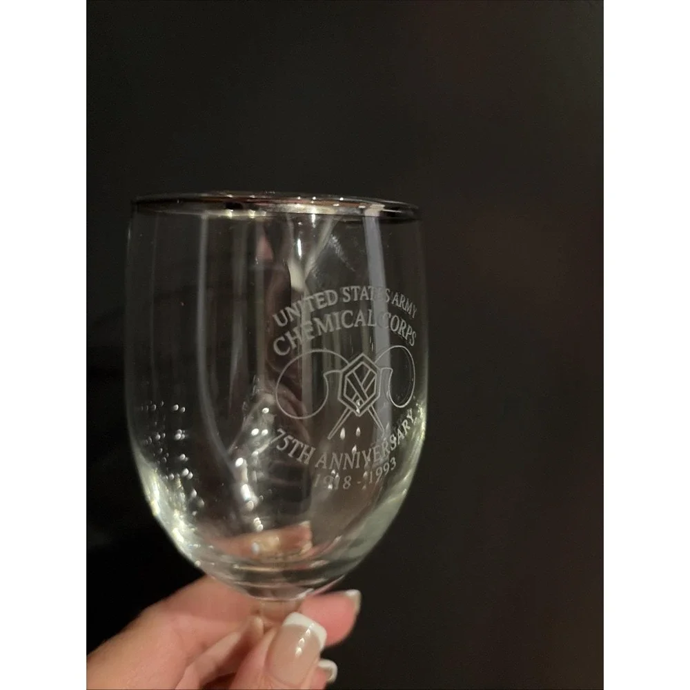 commemorative wine glass 75th Anniversary United States Army Chemical‎ corps '93